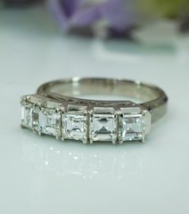 Vintage Asscher Carre Diamond VVS-F Platinum Anniversary Ring Band Estate 1ct+