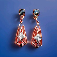Original REAL SAPPHIRE DIAMOND Deco Earrings Gatsby era Vintage Dangles 14K GOLD