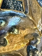Vtg Art Nouveau Lily Flower Large St Anthony Religious Silver Copper Oval Brooch