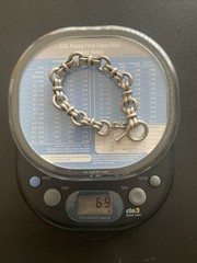 Vintage Sterling Silver .925 Heavy Chain Link Bracelet Toggle Clasp 8.5 in