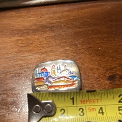 925 Sterling Silver Vintage Israel Colorful Enamel Old Town Pin Brooch / Pendant