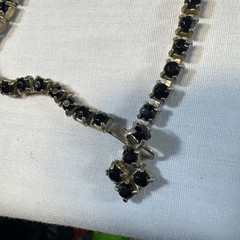 Gorgeous 1950-60’s Jet Black Teardrop Rhinestones with Bright Pink