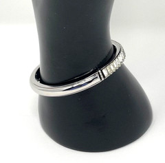 Vintage Rhinestone Baguette Bangle Bracelet Silver Hinged Oval XS 6″ Small Wrist