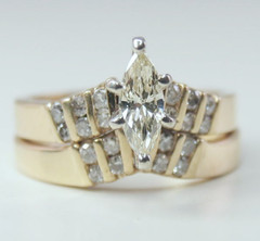 Vintage 14k Yellow Gold 23 Stone Diamond .62ctw Wedding Set Lady’s Ring Size 5