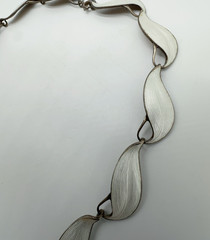 VTG Finn Jensen Norway Sterling Silver White Enamel 17″ Necklace 33.7g#yde