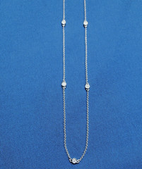 EARTH MINED DIAMOND Station Deco Necklace SOLID 14K WHITE GOLD Chain 24″ inch