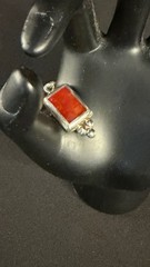 Vintage Mexico Sterling Silver Pendant Inset with a Red Stone