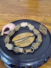 Victorian Edwardian Art Deco Jewellery Lot 10k gold Brass Glass GF See Video