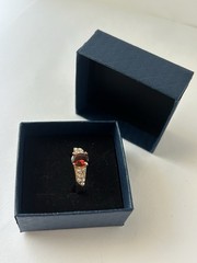 Vintage Red Cubic Zirconia Ring Gold Plated Womens Size 8.5