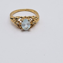 Vintage Gio Lind 14k HGE Blue Topaz and Genuine Diamond Ring – Size 7