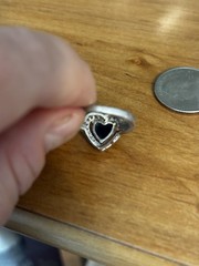 Vintage 925 Sterling Silver Blue Heart Ring With White Stone Halo Accents Size 8