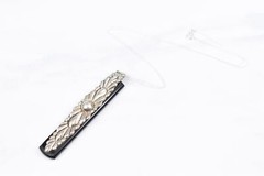 Elegant Danecraft 75mm Black Onyx Bar Pendant w/ Ball & Drop, 18″ Silver Chain