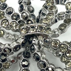 Brooch Vintage Silver Tone Layered Bow Smoky Rhinestone Statement Pin Accessory