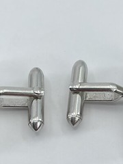 Vintage Swank mens cufflinks name Walter gold and silver tone concave 3/4″