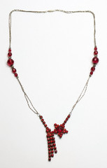 VTG Artisan Assemblage Czech Glass Red Rhinestone Asymmetrical Star Necklace