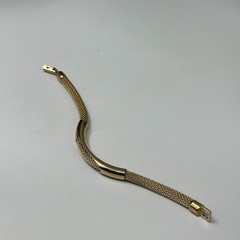 Vintage Avon Bracelet Gold Tone Mesh Tube Chain Fold Over Clasp 6.5″