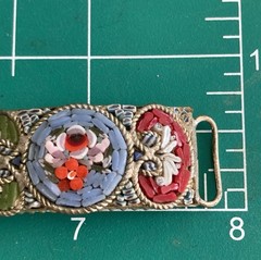 Mosaic Bracelet Vintage Italian Micro Tile Red Blue Green Flower 7.5″