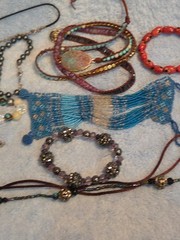 lot of 17 pcs of Beaded jewelry variety of items, sizes, Watch, colors.