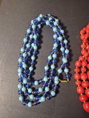 Vintage 1950s 1960s Costume Jewelry Lot Beaded Necklaces Statement Red Blue Gold