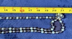 Vintage Japanese Aqua Blue Pearl Necklace (Faux ) Multi Strand Statement Jewelry