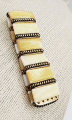 Creamy Yellow and Gold tone Lia Sophia Bisque Stretchable Bracelet 7.5”