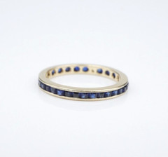 Vintage Sapphire Eternity Band Ring 14k Yellow Gold Size 6.25 2.5mm RG4209