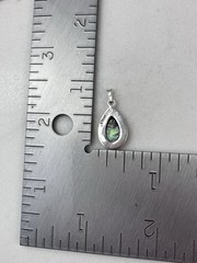Vintage 925 Sterling Silver Deco Marcasite Abalone Teardrop Charm Pendant