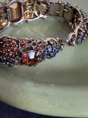 Hollycraft rhinestone bracelet Clamper Bangle Hinged 1950s Unique