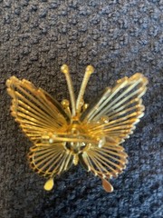 Vintage Monet Filigree Butterfly Pin Brooch With Faux Pearls