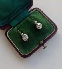 Art Deco Style Round Lab Created Diamond 14K Yellow Gold FN Birthday Earrings