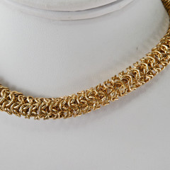 Nicole Miller Chainmail Necklace Gold Tone Thick 21″ Length