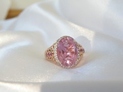 Rose Gold on Sterling Silve 925 Pink Topaz Doublet Chuck Clemency Ring 6