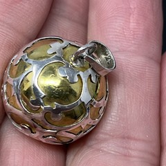 Harmony Chime Ball Pendant Sterling Brass Meditation Scroll Pattern