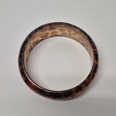 Vtg Chunky Acrylic Lucite Animal Print Glitter Bracelet Asymmetrical Statement