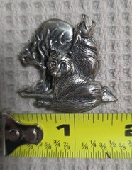 Signed SC Vintage Sterling Silver Wolves Howling At The Moon Brooch