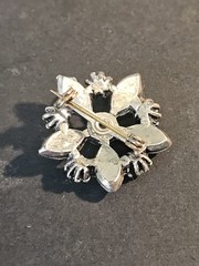 Vintage Star Flower Brooch Turquoise Look Silver Tone Pin Mexican Style Unsigned