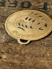 Vintage Scorpio Zodiac Round Brass Pendant Charm Horoscope (NO CHAIN INCLUDED)