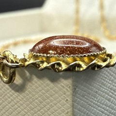 Vintage 12k Yellow Gold Filled Goldstone Pendant Necklace. Goes With Everything