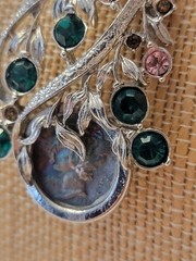 Vintage Necklace With 1945 Mercury Dine Set In A Silvertone Rhinestone Pendant
