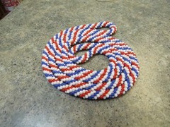 Vintage Patriotic Red White & Blue Glass Bead Necklace Extra Long 46″