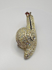 Vintage 1980s Signed ROMAN AUSTRIAN CRYSTALS Silver Tone Snail Brooch Pin