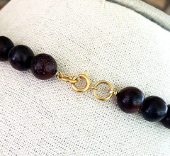 Vintage Wood Bead Necklace 24.5″ Gold Tone Spring Ring Clasp