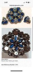 Vintage 1960’s Blue Rhinestone and Aurora Borealis Juliana Brooch by D & E