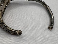 Vintage 925 Sterling Serpent Dragon Screw Hinged Bangle Bracelet 36 grams Nepal