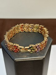 Vintage Ross-Simons Gold Tone Multi Gemstone Bracelet