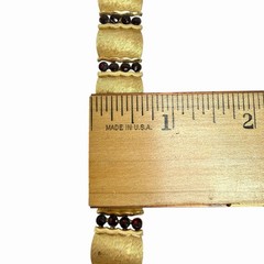 Vtg Trifari Brushed Gold Tone Panel Bracelet Faux Garnet Color Stones 1955–1969
