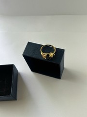 Vintage Black Cubic Zirconia Ring Gold Plated Womens Size 6.5