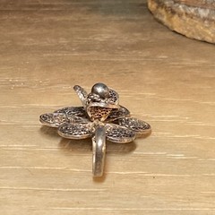 VTG Sterling Silver 3D Lace Filigree Rose Flower Pendant 1.25” AN823-30 N
