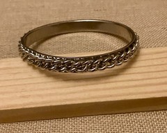 Vintage Bangle Bracelet Silver Tone Chain 8.25” Biker