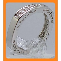 Vintage NOS Square CZ Simulated Diamond Eternity Band Ring Silver Tone Size 7